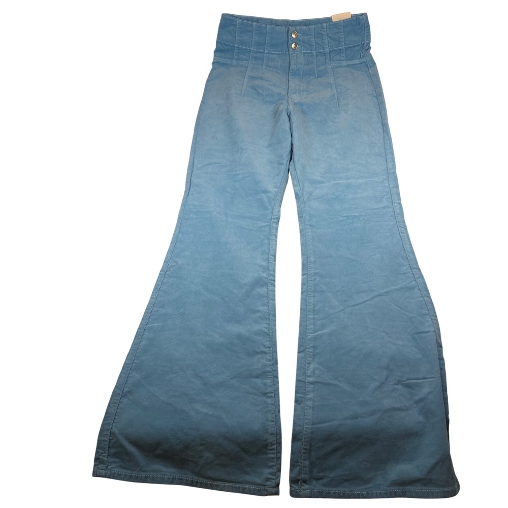 We The Free Jayde Cord High Rise Flare Pants Blue Corduroy Size 33 Inseam